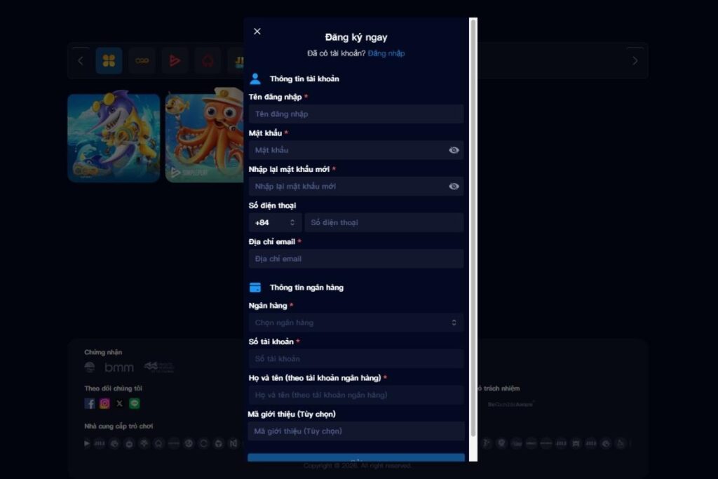 Đăng ký bắn cá tại Thắng88